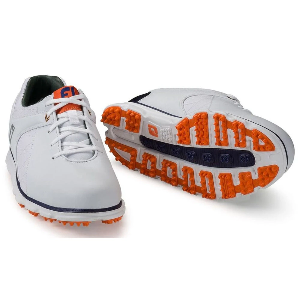 FootJoy Pro Spikeless White-Navy-Orange Mens Golf Shoes - Cosmetic Blem 4 FootJoy Pro Spikeless White-Navy-Orange Mens Golf Shoes - Cosmetic Blem - Image 2