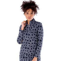 NVO Lotus Mock Navy Womens Golf 1/2 Zip