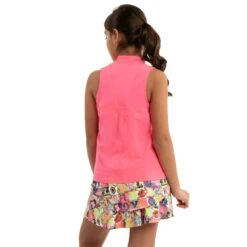Lucky In Love Birdie Girls Sleeveless Golf Polo -Sports Golf Shop 20455 NEONPINK648 2