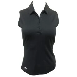 Adidas Golf Adidas Advantage Black Womens Sleeveless Golf Polo
