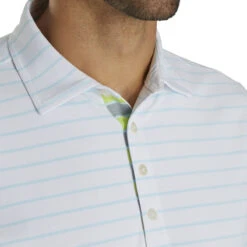 FootJoy Pique Mixed Stripe Self Collar White-Ice Blue Mens Golf Polo -Sports Golf Shop 21004 WHITEICEBLUE 2 a6236946 3ec1 4c19 ad51 1c55bd8cf473
