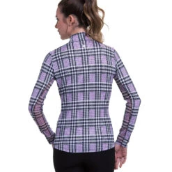 EP New York Glen Plaid Black Multi Mock Womens Golf 1/4 Zip -Sports Golf Shop 21503 BLACKMULTI003 2