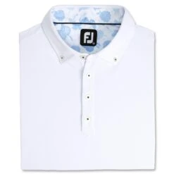 FootJoy Stretch Pique Vintage Floral Trim White Mens Golf Polo -Sports Golf Shop 21641 WHITE 2