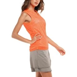 Lucky In Love Instinct Mesh Layer Orange Glow Womens Golf Polo -Sports Golf Shop 23662 ORANGEGLOW810 1