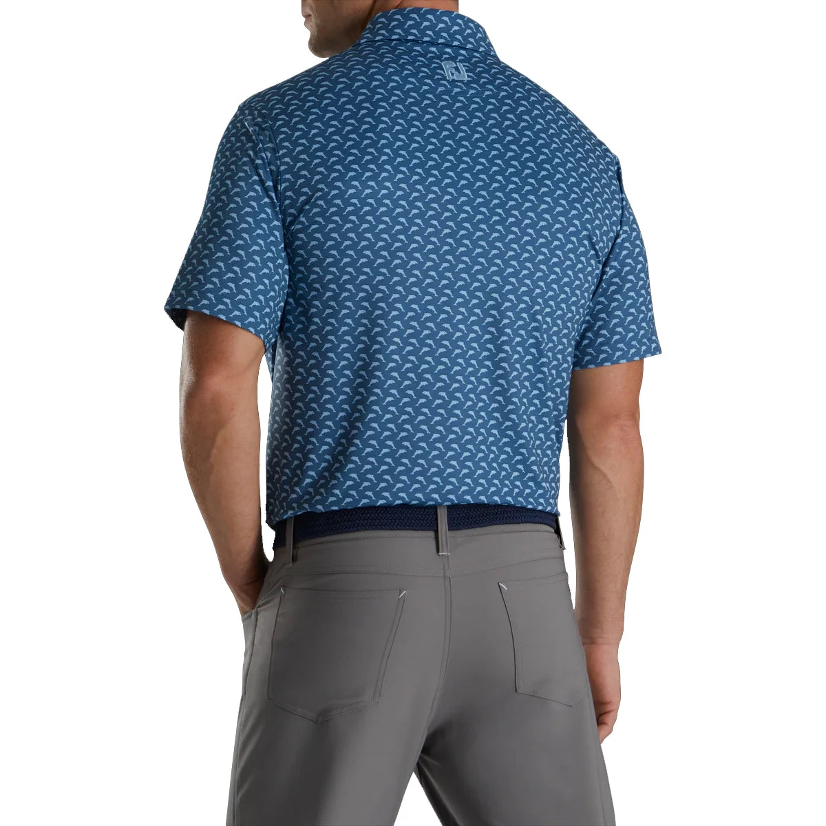 FootJoy Lisle Leaping Dolphins Print Mens Golf Polo 4 FootJoy Lisle Leaping Dolphins Print Mens Golf Polo - Image 2