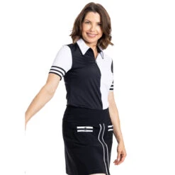 Kinona Striped It Black Womens Sleeveless Golf Polo