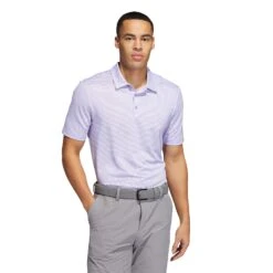 Adidas Golf Adidas Ottoman Stripe Mens Golf Polo -Sports Golf Shop 26924 LGHTPURPLEWHT